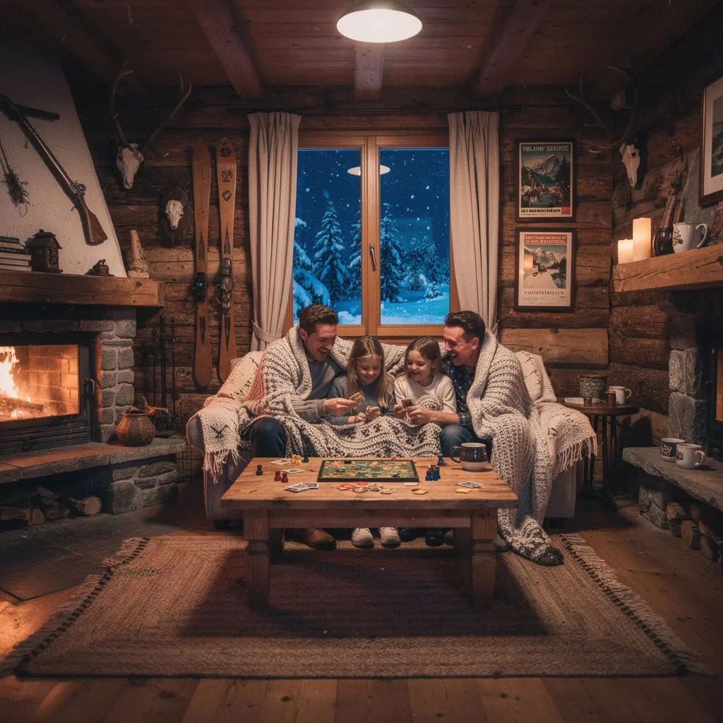 Blick auf eine luxuriöse Almhütte mit beeindruckendem Bergpanorama im Hintergrund