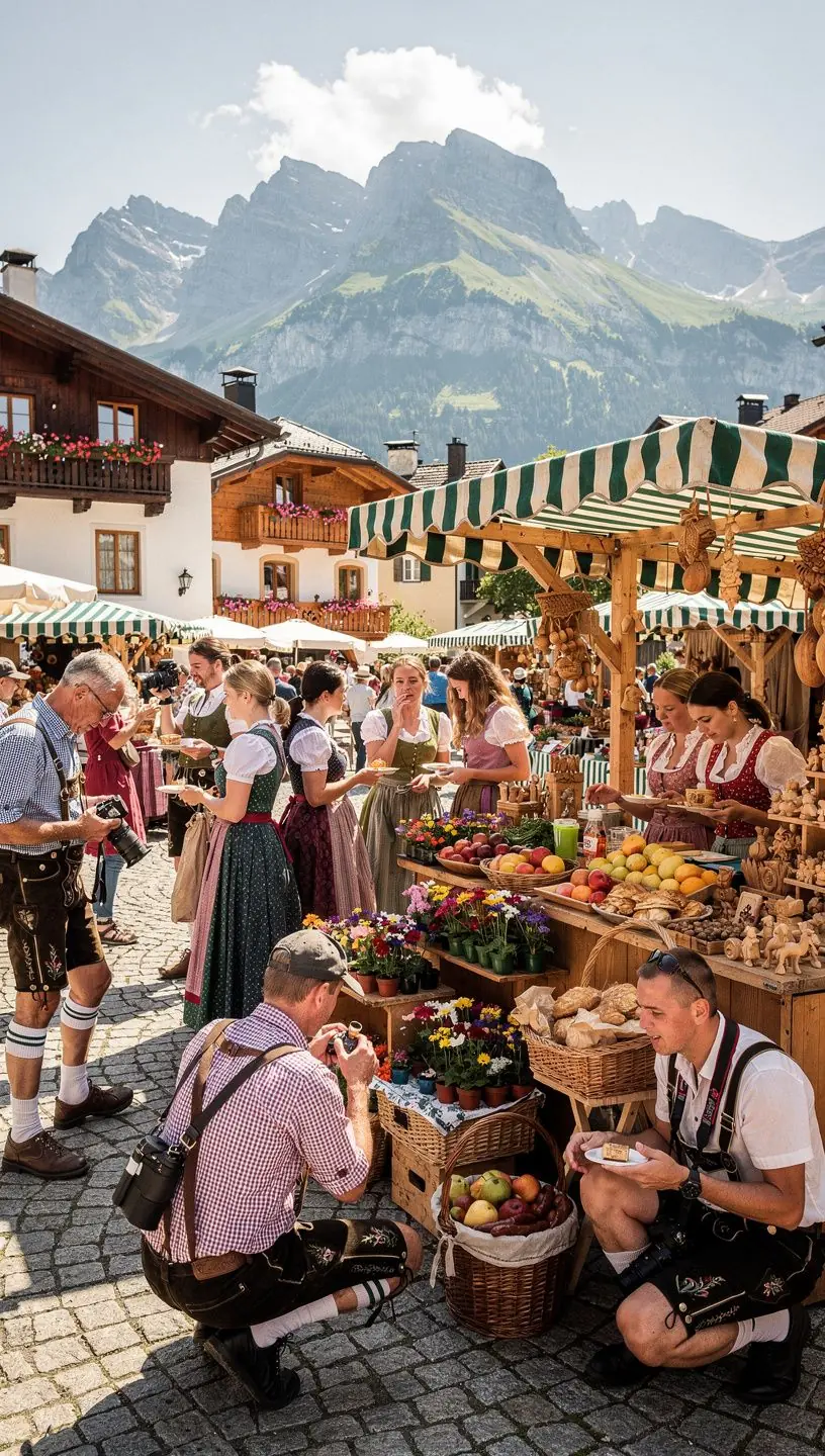 Gemütliches Holzhaus umgeben von majestätischen Bergen und klaren blauen Himmel.